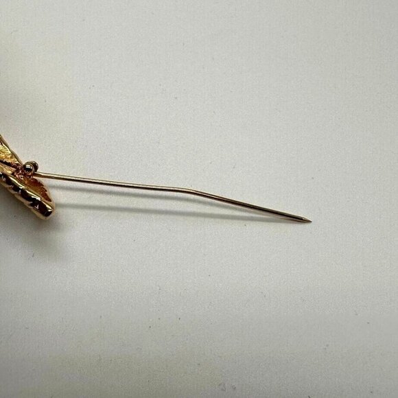 Vintage Monet Feather 3.5" Brooch Pin Polished Gold Tone Signed - Picture 6 of 6